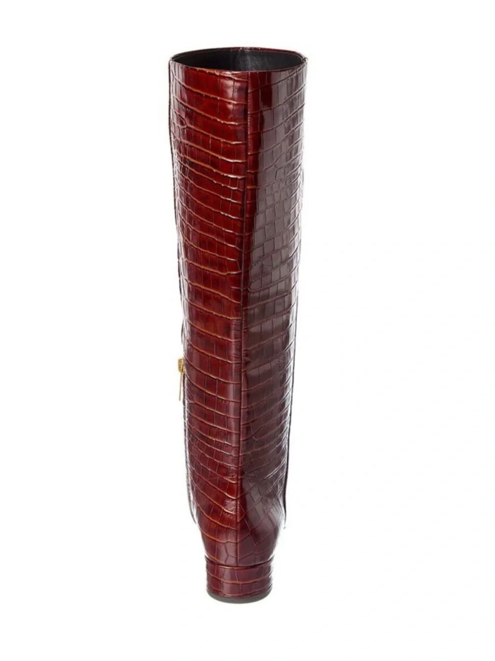 Veronica Beard Cecile Croc-Embossed Leather Knee-High Boot, Red brown 9 NWT 795$